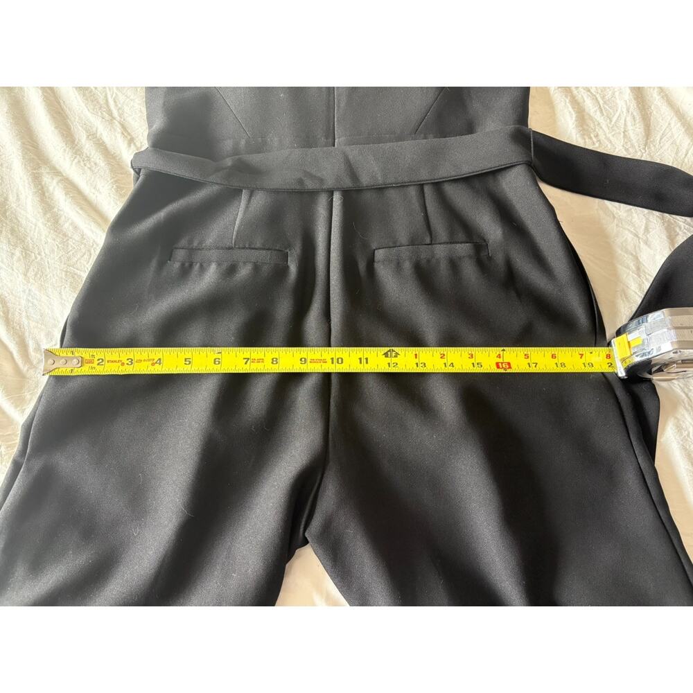 Banana Republic Black Crepe Halter Top Jumpsuit Super Wide Legs Pockets 0 - Picture 9 of 10